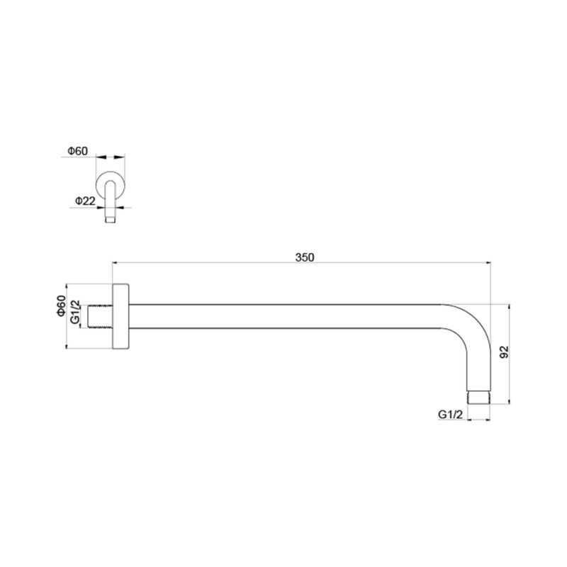 Держатель верхнего душа настенный 350 мм Aquatek AQ2174CR 