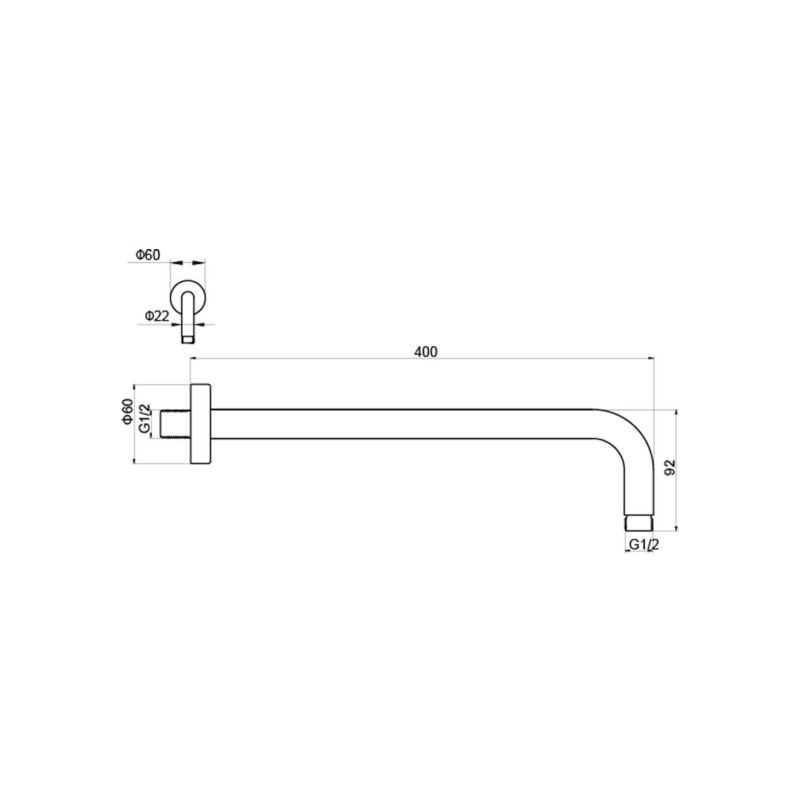 Держатель верхнего душа настенный 400 мм Aquatek, матовый черный AQ2176MB 
