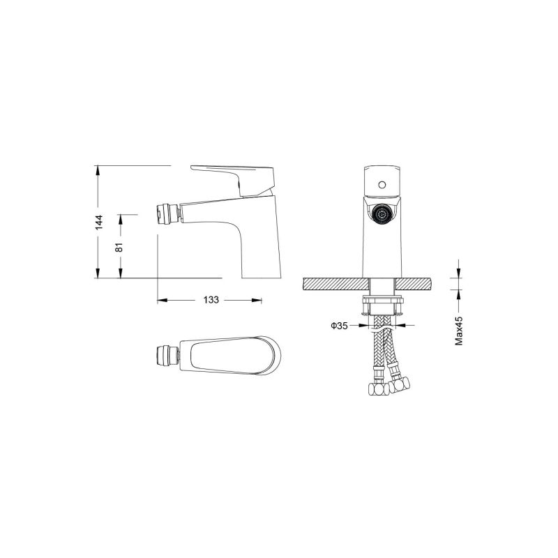 Смеситель для биде Aquatek, матовый черный AQ1118MB БЕТТА