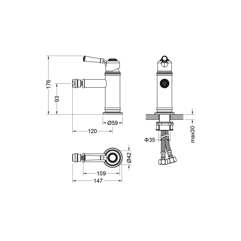Смеситель для биде Aquatek, полир. золото AQ1518PG КЛАССИК
