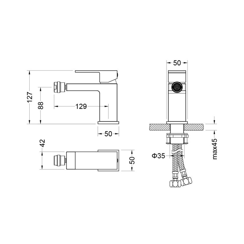 Смеситель для биде Aquatek, матовый черный AQ1618MB ЛИБРА