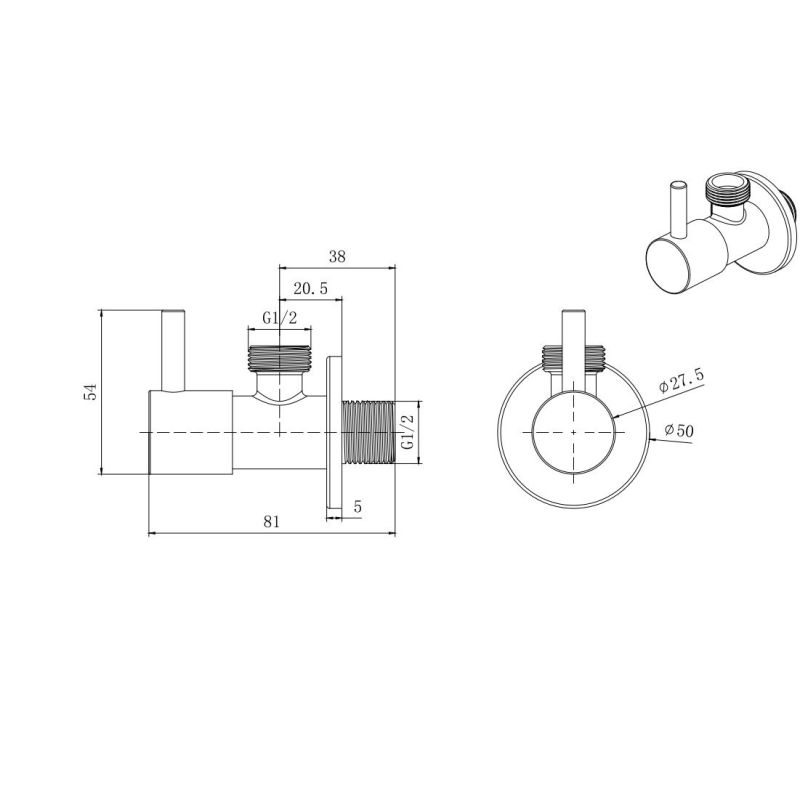 
Запорный вентиль Aquatek AQ2450CR угловой Хром