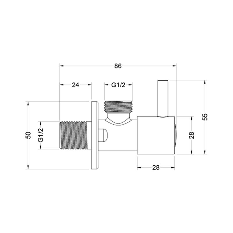 Запорный вентиль Aquatek AQ2451CR угловой Хром