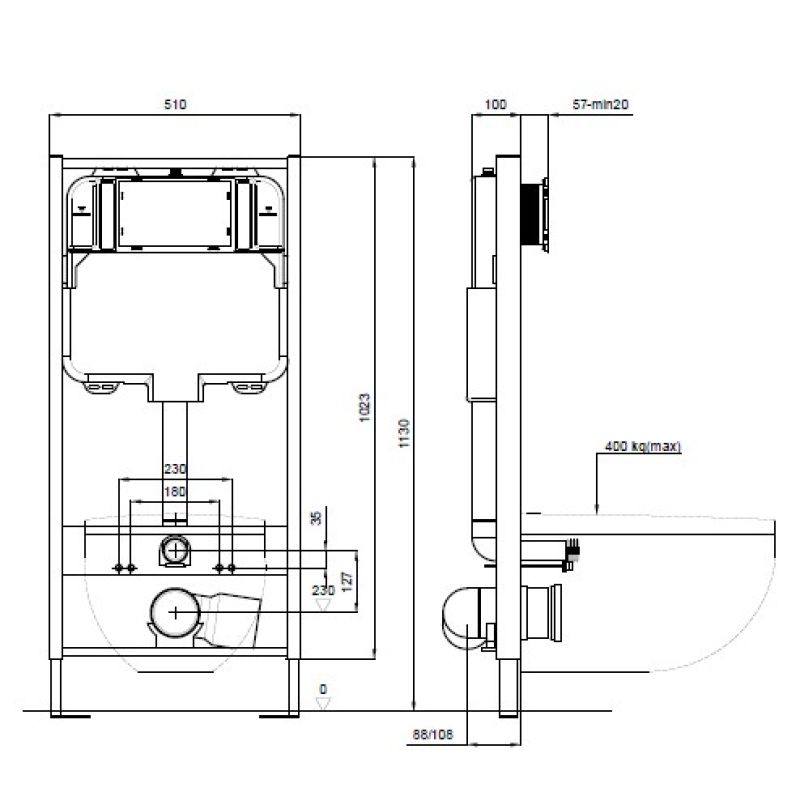 Инсталляция для подвесного унитаза Aquatek Standart 51 INS-0000001, 130*510*100 мм