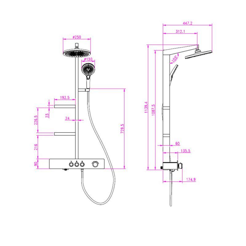 Душевая система AQUAme AQM8005W с термостатом Белая матовая