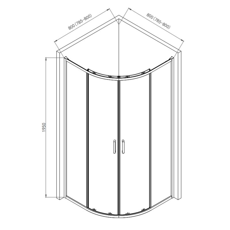 Душевой уголок AQUAme 80x80 AQM3801F-8 профиль Хром стекло прозрачное