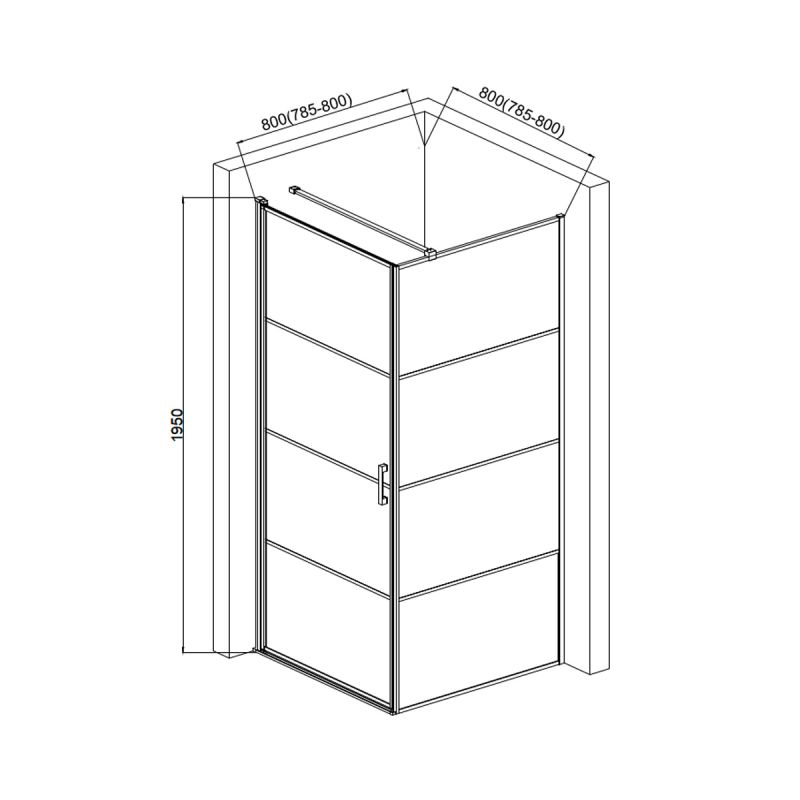 Душевой уголок AQUAme 80x80 L AQM5215-LH-8 профиль Черный матовый стекло прозрачное