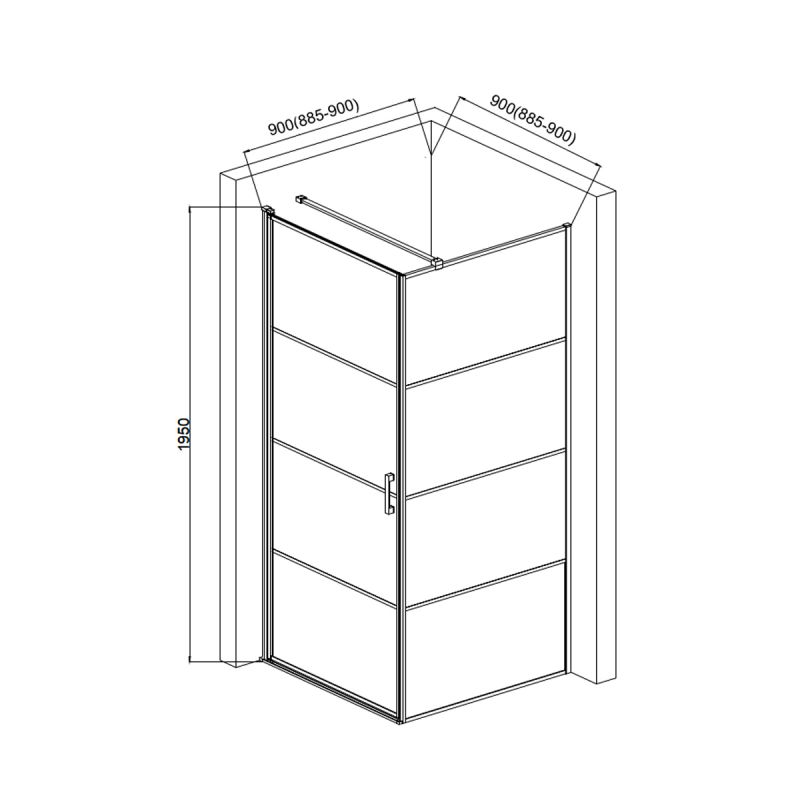 Душевой уголок AQUAme 90x90 L AQM5215-LH-9 профиль Черный матовый стекло прозрачное