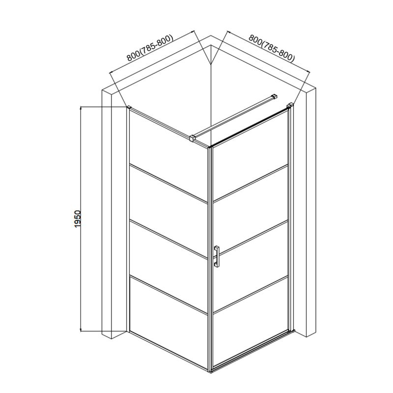 Душевой уголок AQUAme 80x80 R AQM5215-RH-8 профиль Черный матовый стекло прозрачное
