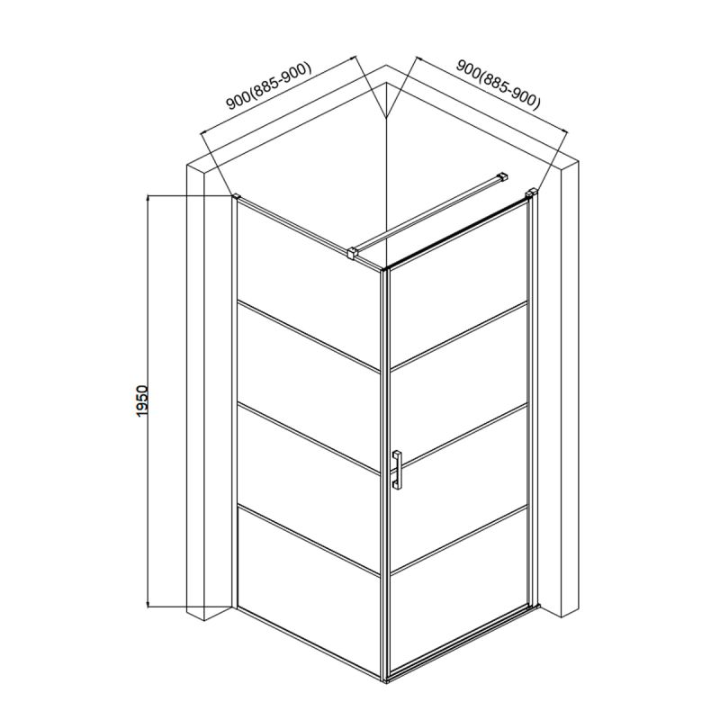 Душевой уголок AQUAme 90x90 R AQM5215-RH-9 профиль Черный матовый стекло прозрачное