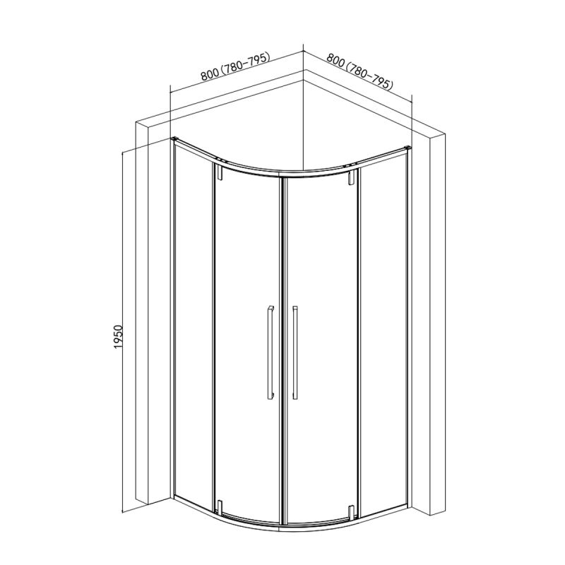 Душевой уголок AQUAme 80x80 AQM7101-8 профиль Хром стекло прозрачное