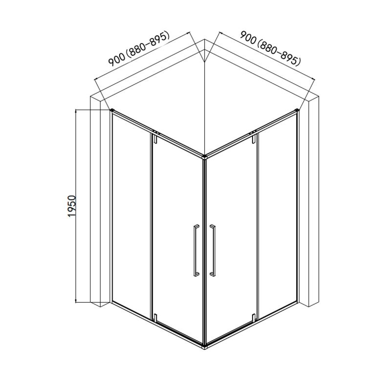 Душевой уголок AQUAme 90x90 AQM7102 профиль Хром стекло прозрачное