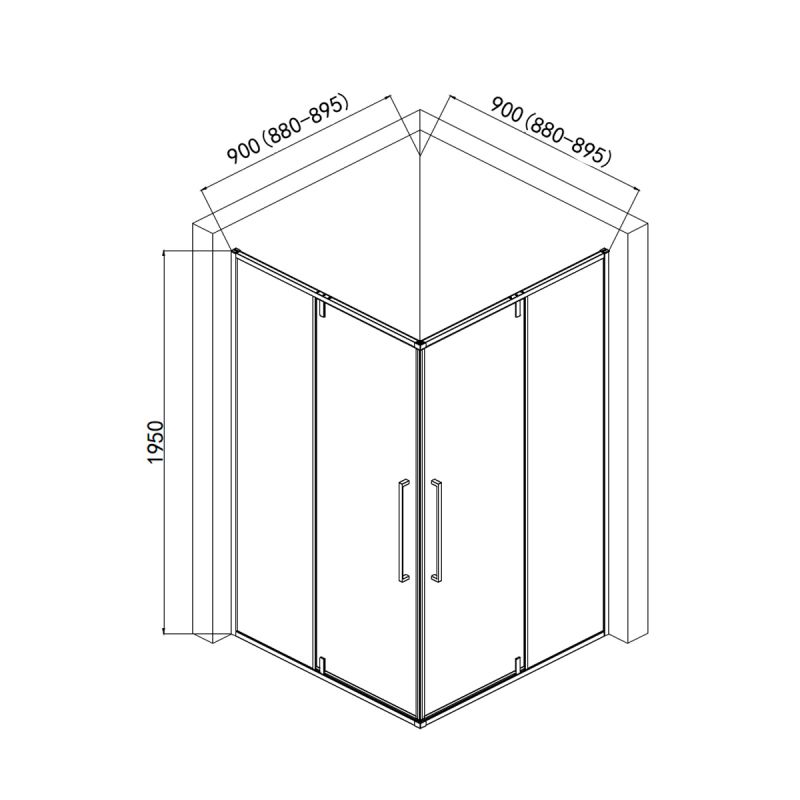 Душевой уголок AQUAme 90x90 AQM7102-2-9 профиль Черный матовый стекло прозрачное