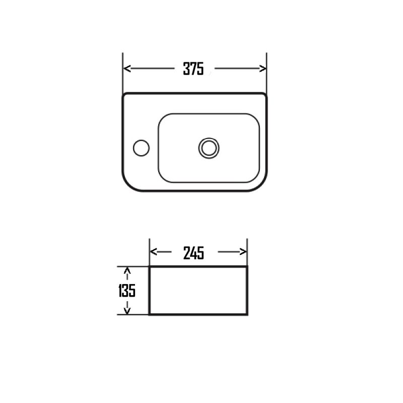 Раковина AQUAme 38 L AQM5006L Белая глянцевая