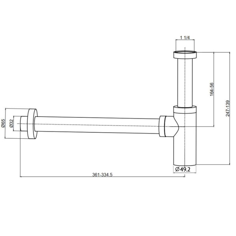 Сифон для раковины AQUAme AQM7010GM Оружейный металл