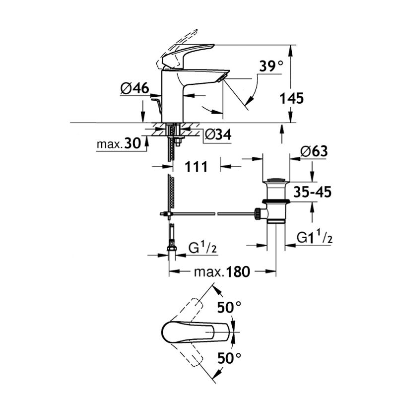 Смеситель для раковины AQUAme Prato AQMP6111 Хром