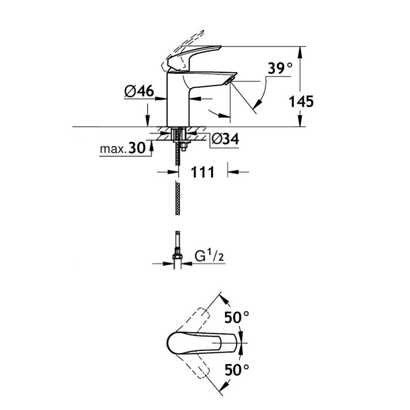 Смеситель для раковины AQUAme Prato AQMP6110 Хром
