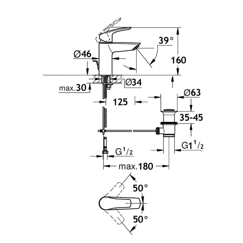 Смеситель для раковины AQUAme Prato AQMP6121 Хром