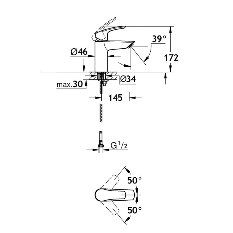 Смеситель для раковины AQUAme Prato AQMP6130 Хром