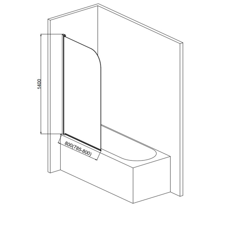 Шторка на ванну AQUAme 80 AQM2851 профиль Хром стекло прозрачное