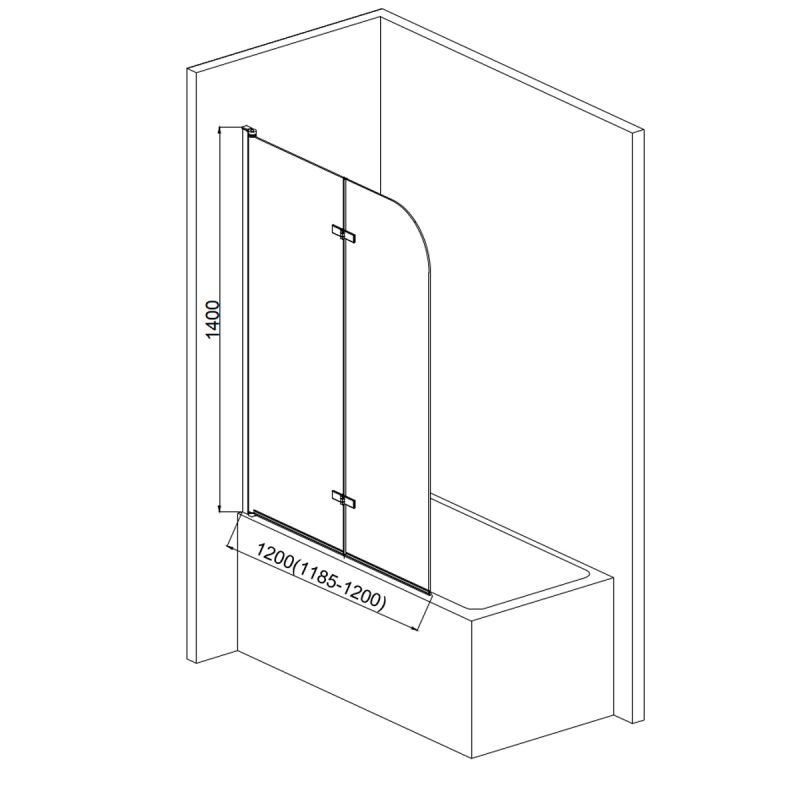 Шторка на ванну AQUAme 120 AQM2852B профиль Хром стекло прозрачное