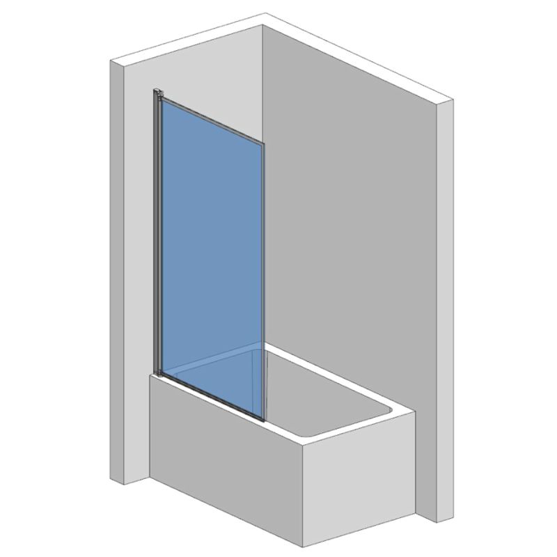 Шторка на ванну AQUAme 80 L AQM2859-L профиль Черный матовый стекло прозрачное
