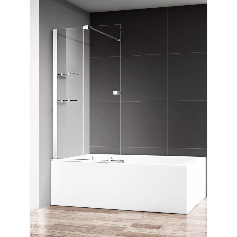 Шторка на ванну AQUAme 120 AQM6601-2 профиль Хром стекло прозрачное