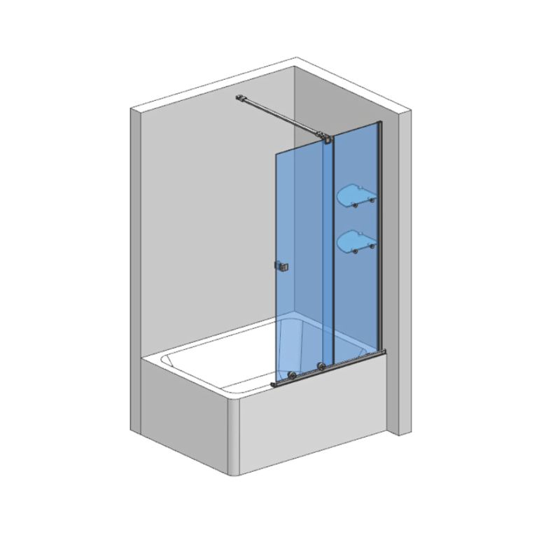 Шторка на ванну AQUAme 120 AQM6601-2 профиль Хром стекло прозрачное