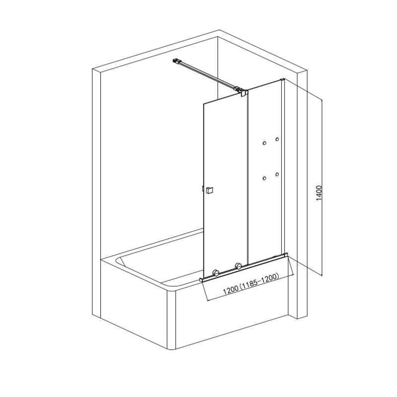Шторка на ванну AQUAme 120 AQM6601-2 профиль Хром стекло прозрачное