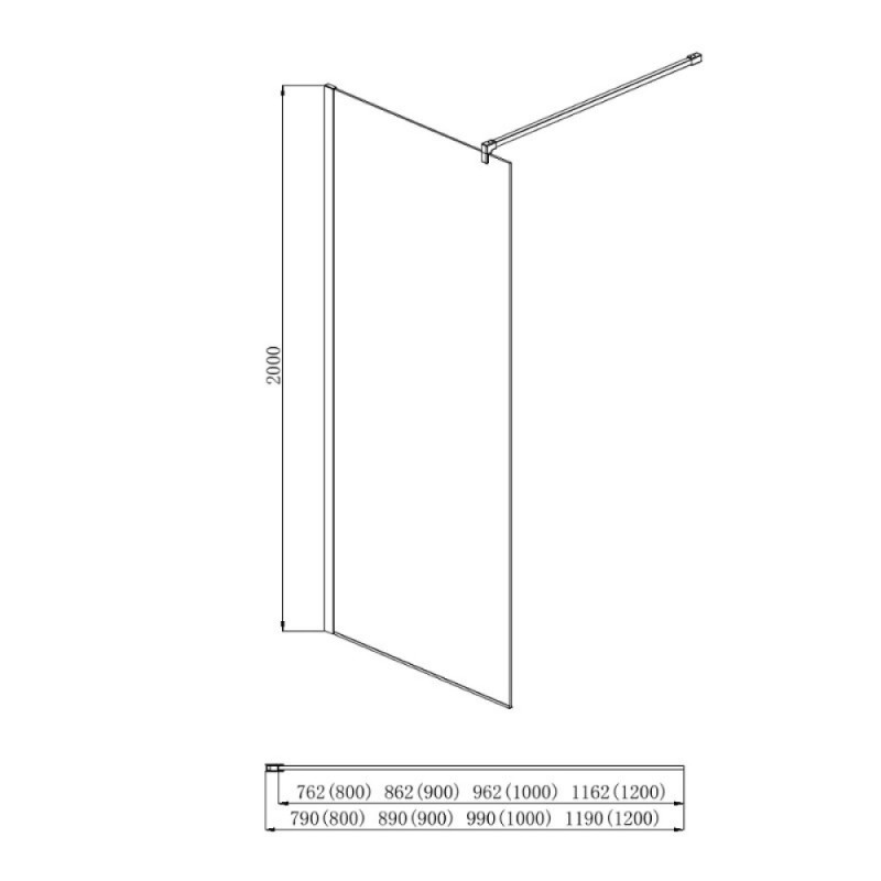 Душевая стенка со свободным входом Aquatek, 100 см, стекло прозрачное, профиль черный, AQ WIW 10020BL