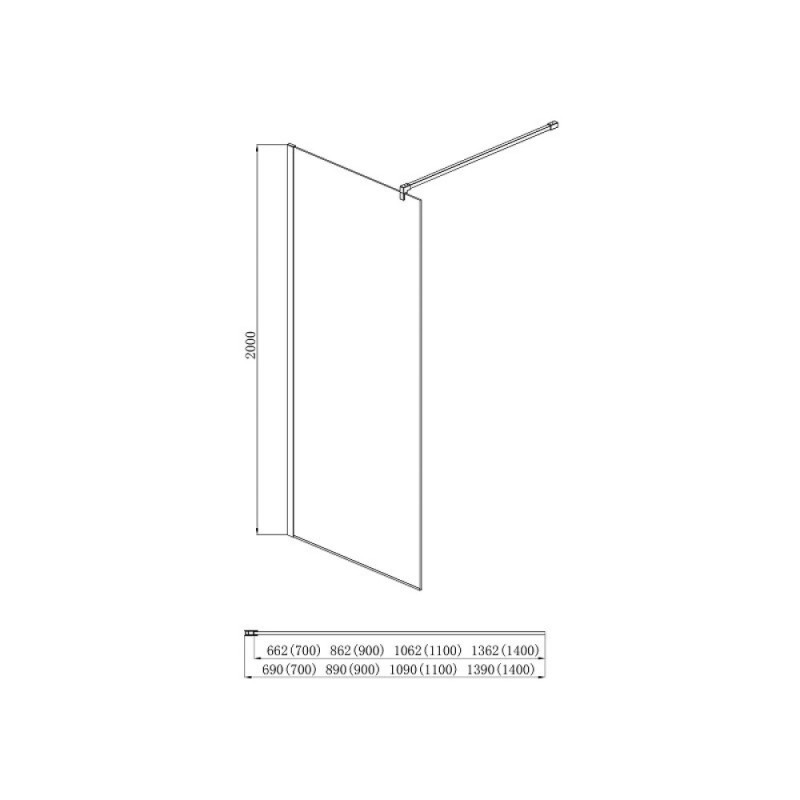 Душевая стенка Aquatek AQ WIW 11020BL, 110 см, Walk in, стекло прозрачное, профиль черный матовый
