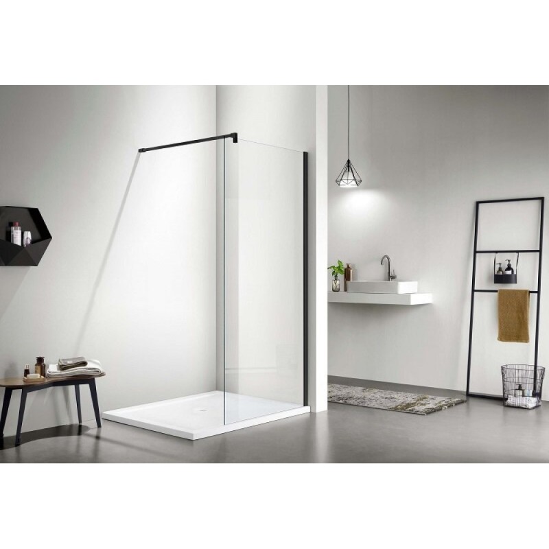 Душевая стенка Aquatek AQ WIW 11020BL, 110 см, Walk in, стекло прозрачное, профиль черный матовый