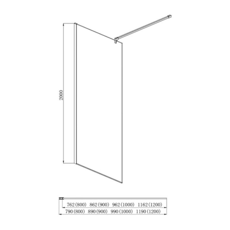Душевая стенка Aquatek Walk in AQ WIW 12020GM, 120 см, стекло прозрачное, профиль вороненая сталь, gunmetal