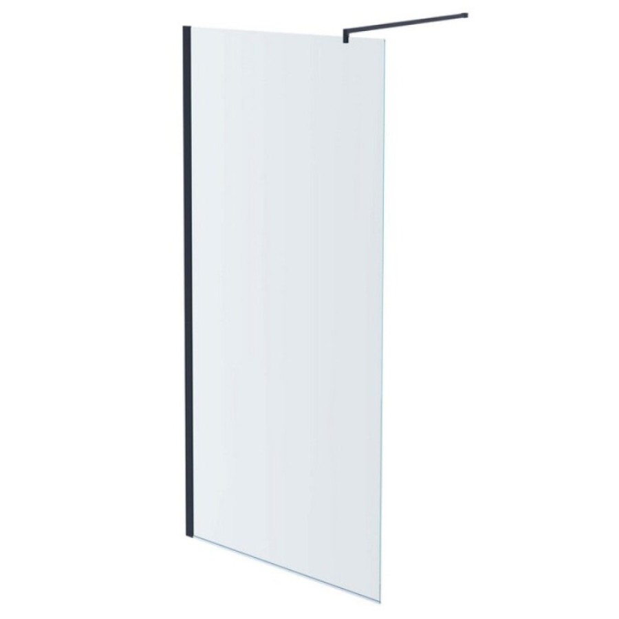 Душевая стенка Aquatek Walk in AQ WIW 12020GM, 120 см, стекло прозрачное, профиль вороненая сталь, gunmetal