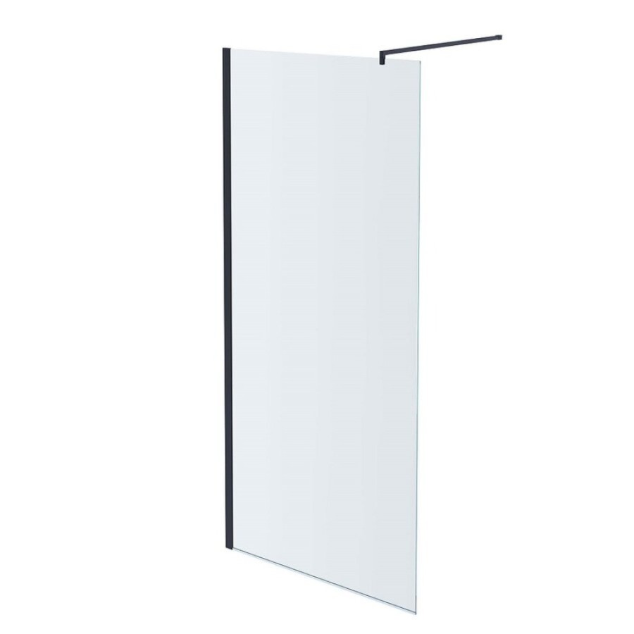 Душевая стенка Aquatek AQ WIW 14020BL, 140 см, Walk in, стекло прозрачное, профиль черный матовый