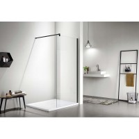 Душевая стенка Aquatek AQ WIW 14020BL, 140 см, Walk in, стекло прозрачное, профиль черный матовый