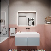 Зеркало Sancos Arcadia 1.0 90, с подсветкой, с косметическим зеркалом, 90 х 70 см, AR1.900