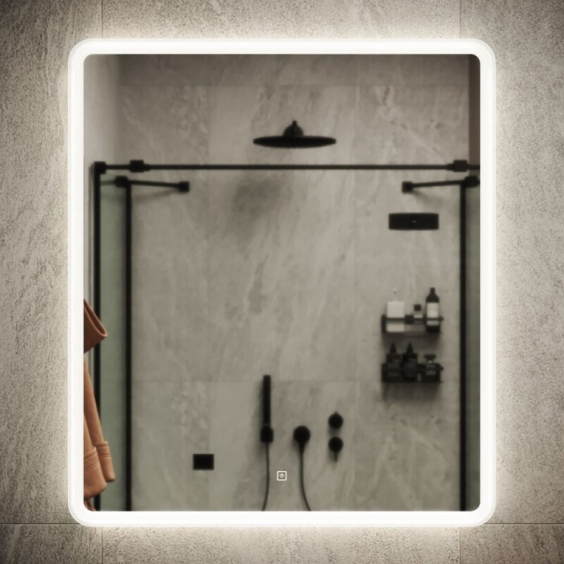 Зеркало Sancos Arcadia AR700, 70 x 80 см, с LED-подсветкой, сенсорный выключатель, холодный белый свет