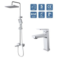 Комплект смесителей BelBagno ARDENTE-VSCM/LVM-CRM, для ванны и душа, для раковины, хром