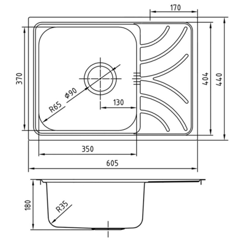 Мойка кухонная Iddis Arro ARR60SDi77 S 60.5 см, с крылом, шелк, сатин