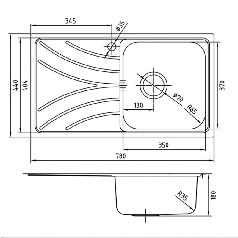 Кухонная мойка Iddis Arro ARR78PRi77 78 x 44 x 18 см, 1 чаша, чаша справа, нержавеющая сталь, полированная