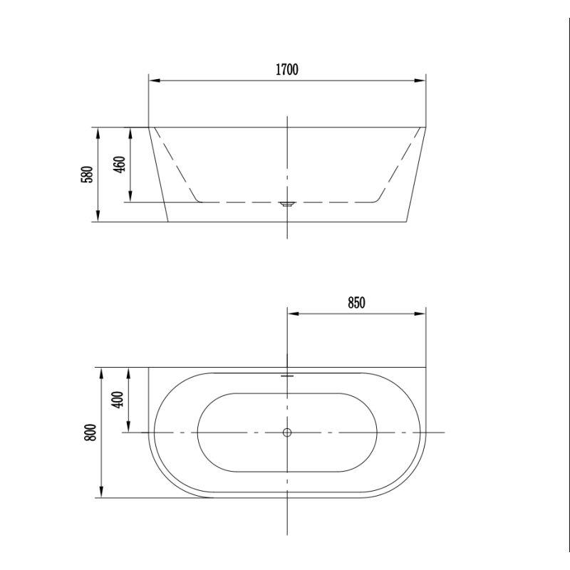 Акриловая ванна ARTMAX AM-206-1700-800