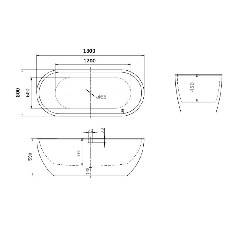 Акриловая ванна ARTMAX AM-218-1800-800