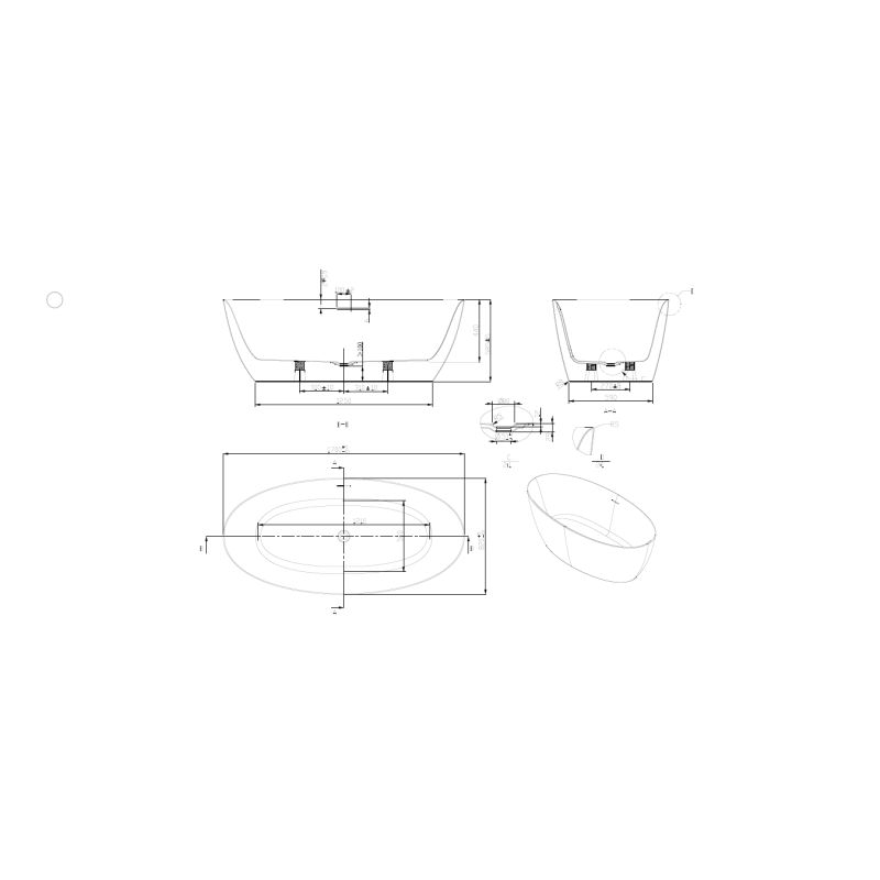 Ванна акриловая ART&MAX Bologna AM-BOL-1700-820 отдельностоящая со сливом-переливом.Сифон приобретается отдельно