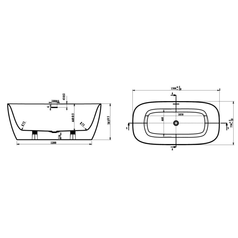 Ванна акриловая ART&MAX Verona AM-VER-1500-750 отдельно стоящая. Сифон приобретается отдельно