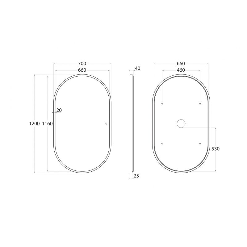 Зеркало с подсветкой Art & Max "Bari 700х1200" AM-Bar-700-1200-DS-F-White