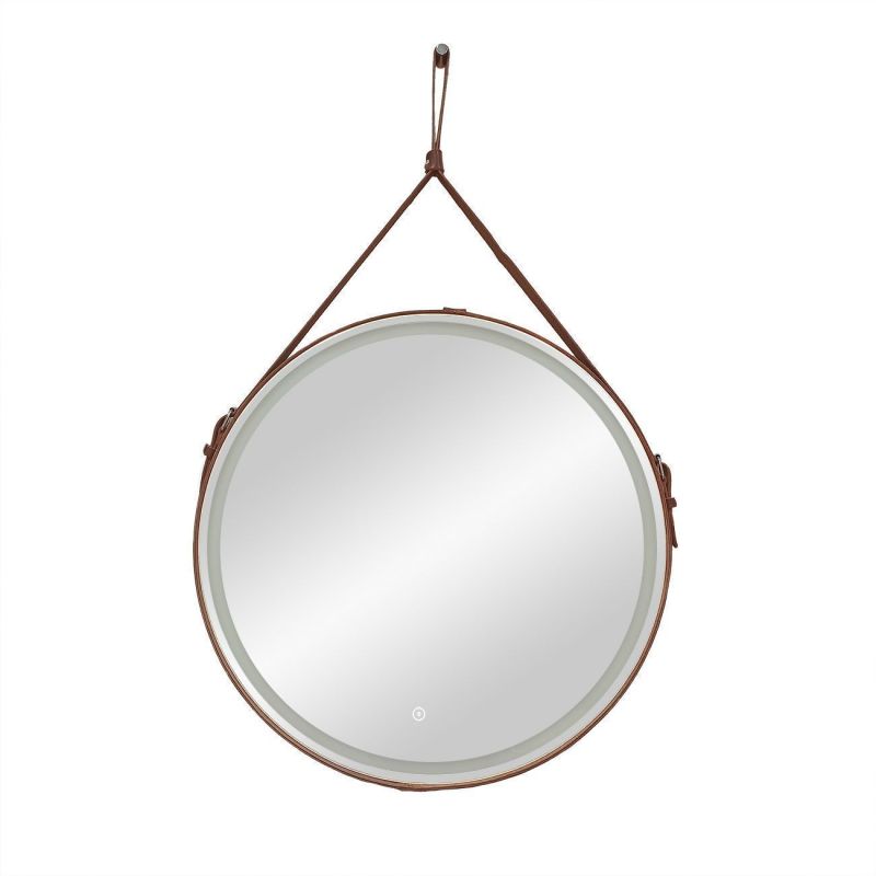 Зеркало с подсветкой на ремне из коричневой кожи Art & Max "Milan D650" AM-Mil-650-DS-F-Brown