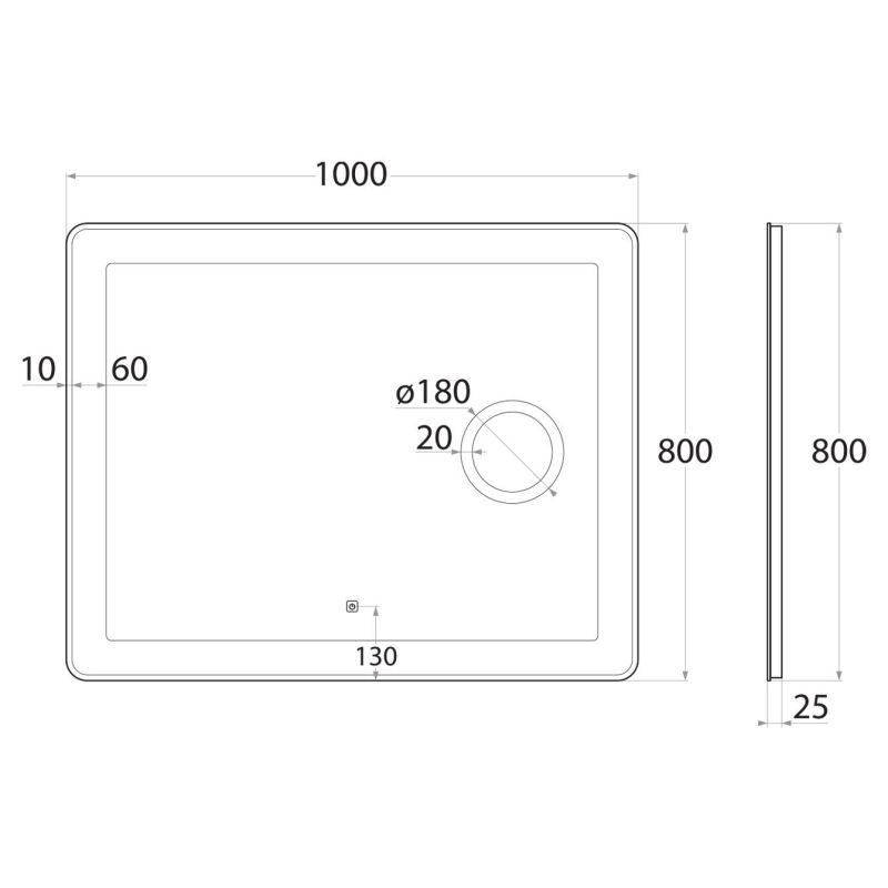 Зеркало с подсветкой и линзой Art & Max "Latina 1000x800" AM-Lat-1000-800-DS-F-X3