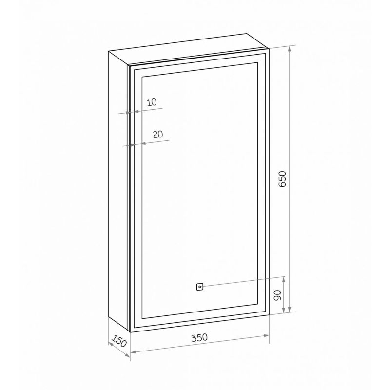 Зеркало-шкаф с подсветкой ART&MAX TECHNO AM-Tec-350-650-1D-R-DS-F