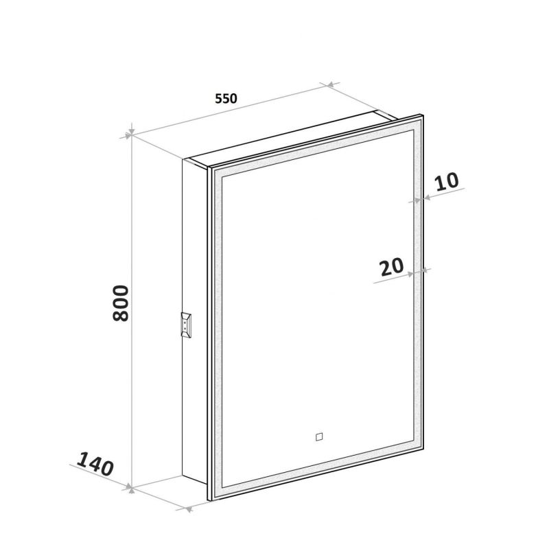 Зеркало-шкаф с подсветкой ART&MAX TECHNO AM-Tec-550-800-1D-R-DS-F